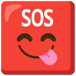 face savoring food and SOS button