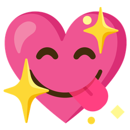 face savoring food and sparkling heart