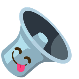 face savoring food and speaker low volume