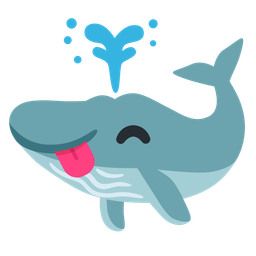 face savoring food and spouting whale