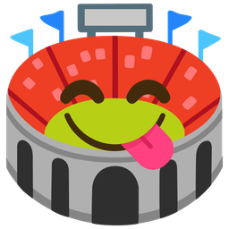 face savoring food and stadium