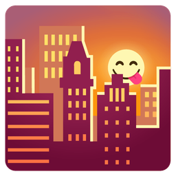 face savoring food and sunset