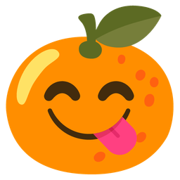 face savoring food and tangerine