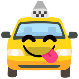 face savoring food and taxi