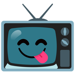 face savoring food and television