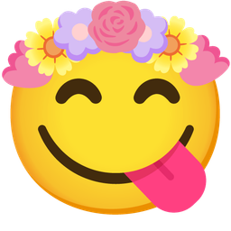 face savoring food and tulip