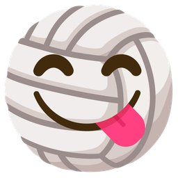 face savoring food and volleyball