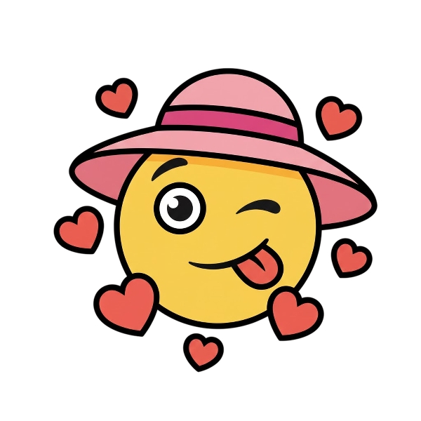 Face savoring food and Woman’s hat