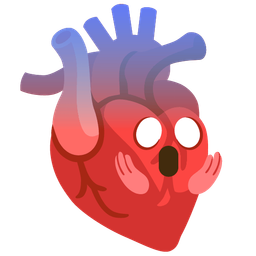 face screaming in fear and anatomical heart