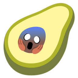 face screaming in fear and avocado