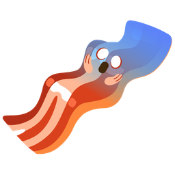 face screaming in fear and bacon
