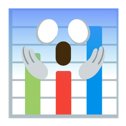 face screaming in fear and bar chart