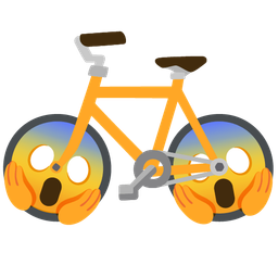 face screaming in fear and bicycle