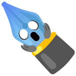 face screaming in fear and black nib