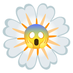 face screaming in fear and blossom