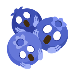 face screaming in fear and blueberries