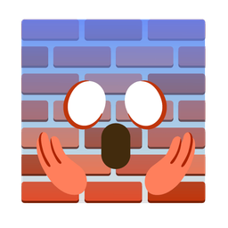 face screaming in fear and brick