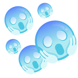 face screaming in fear and bubbles