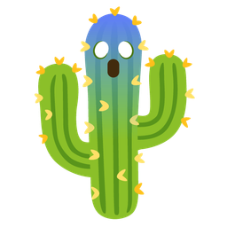 face screaming in fear and cactus