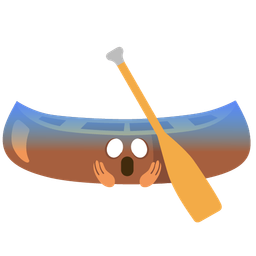 face screaming in fear and canoe