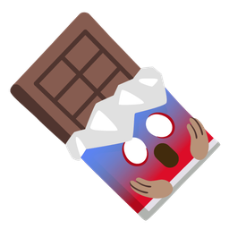 face screaming in fear and chocolate bar
