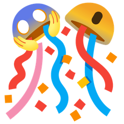 face screaming in fear and confetti ball