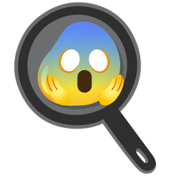 face screaming in fear and cooking