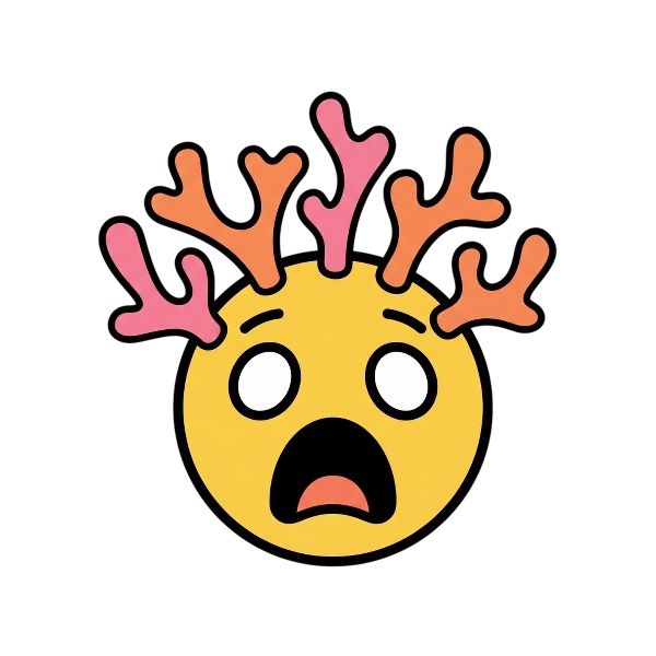 Face screaming in fear and Coral