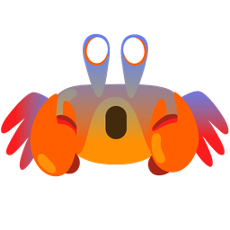 face screaming in fear and crab