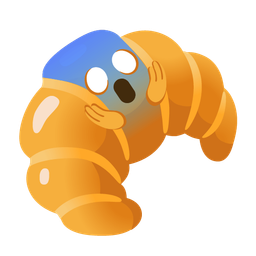 face screaming in fear and croissant