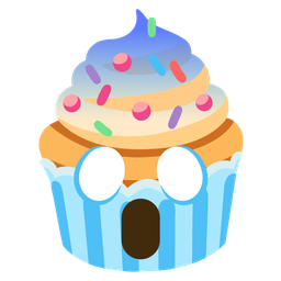 face screaming in fear and cupcake