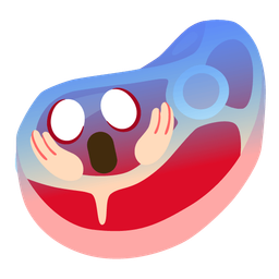 face screaming in fear and cut of meat