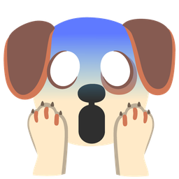 face screaming in fear and dog face