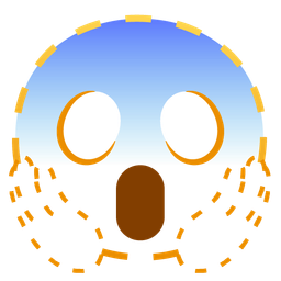 face screaming in fear and dotted line face