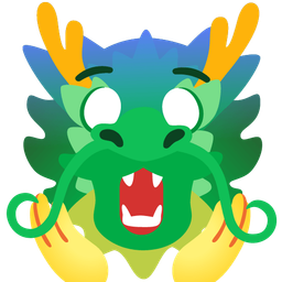 face screaming in fear and dragon