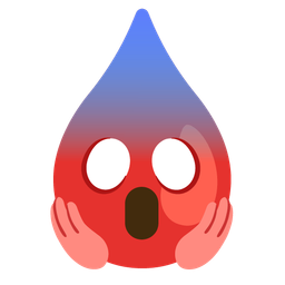 face screaming in fear and drop of blood