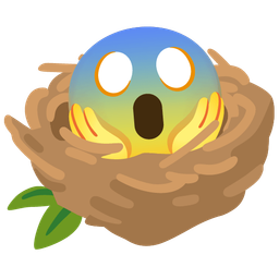 face screaming in fear and empty nest