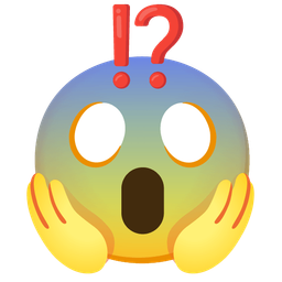 face screaming in fear and exclamation question mark