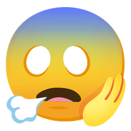 face screaming in fear and face exhaling