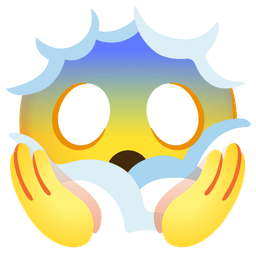 face screaming in fear and face in clouds