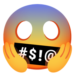 face screaming in fear and face with symbols on mouth