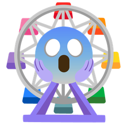 face screaming in fear and ferris wheel
