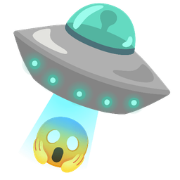 face screaming in fear and flying saucer