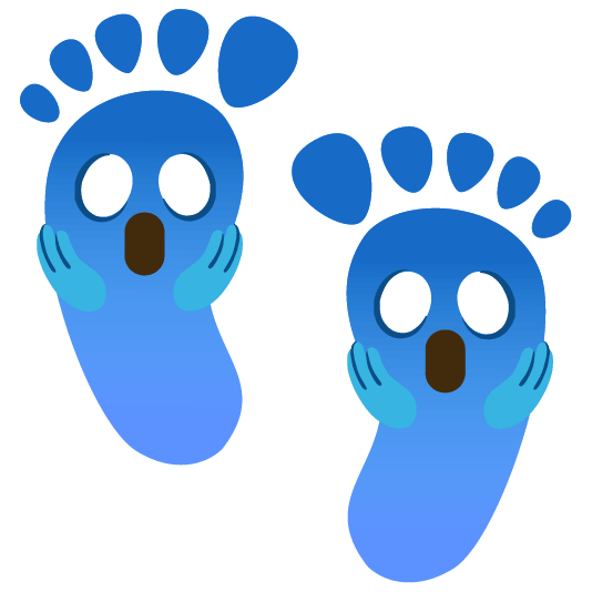 Face screaming in fear and Footprints