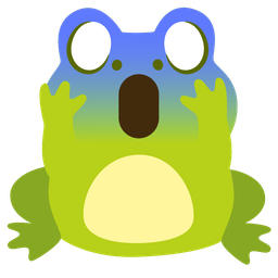 face screaming in fear and frog