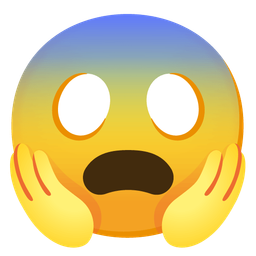 face screaming in fear and frowning face with open mouth