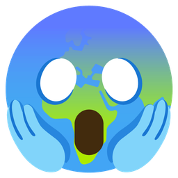 face screaming in fear and globe showing Europe-Africa