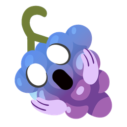 face screaming in fear and grapes