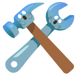 face screaming in fear and hammer and wrench