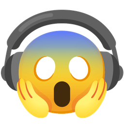 face screaming in fear and headphone